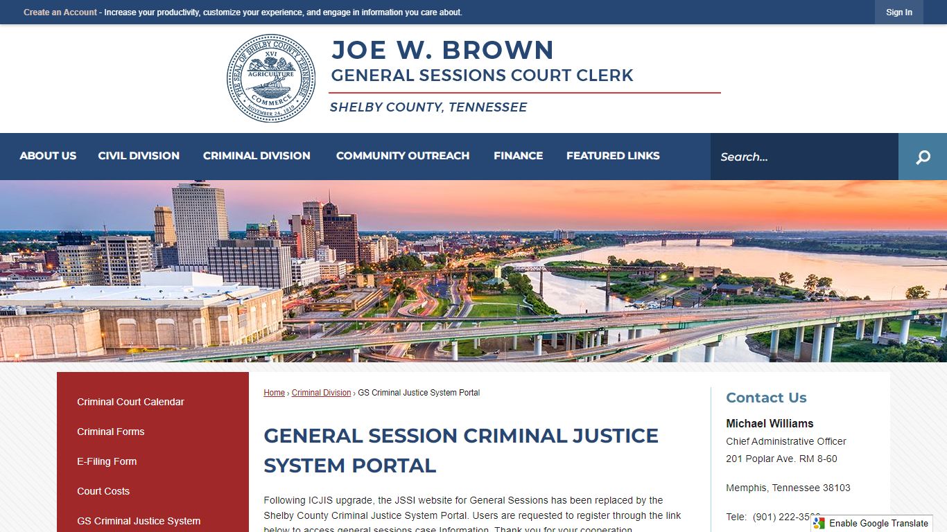 General Session Criminal Justice System Portal